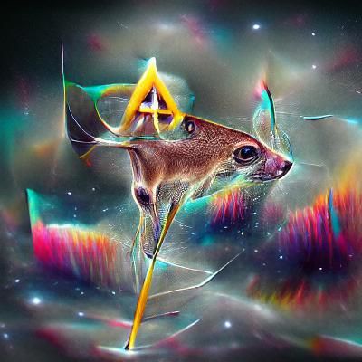 Cosmic Deer Astral Illustration in Mixed Media