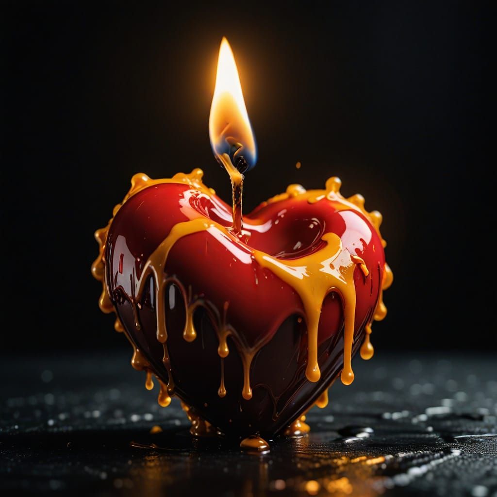 Melting Heart Candle in Golden Light