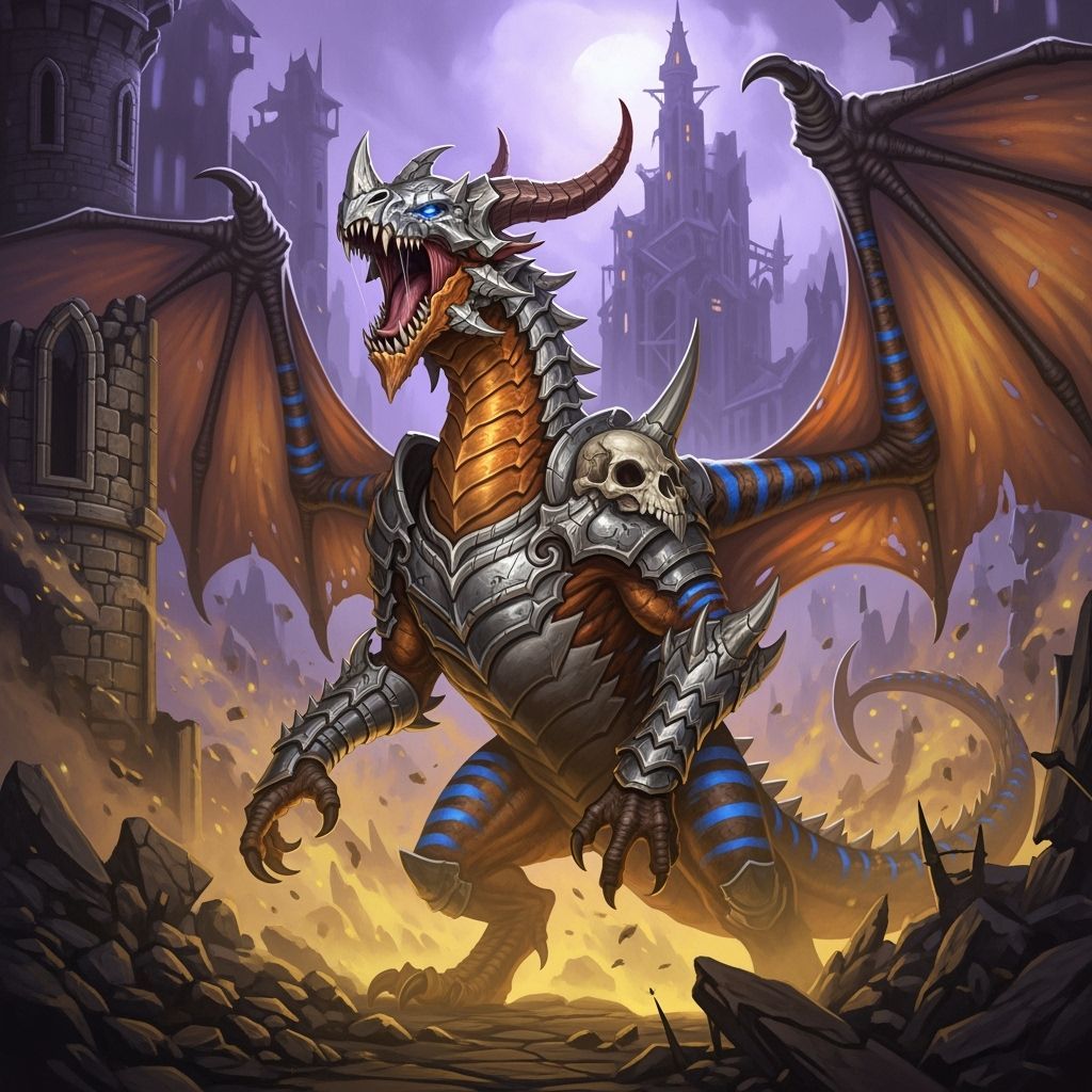 Greymon Dragon Roaring in Castle Ruins
