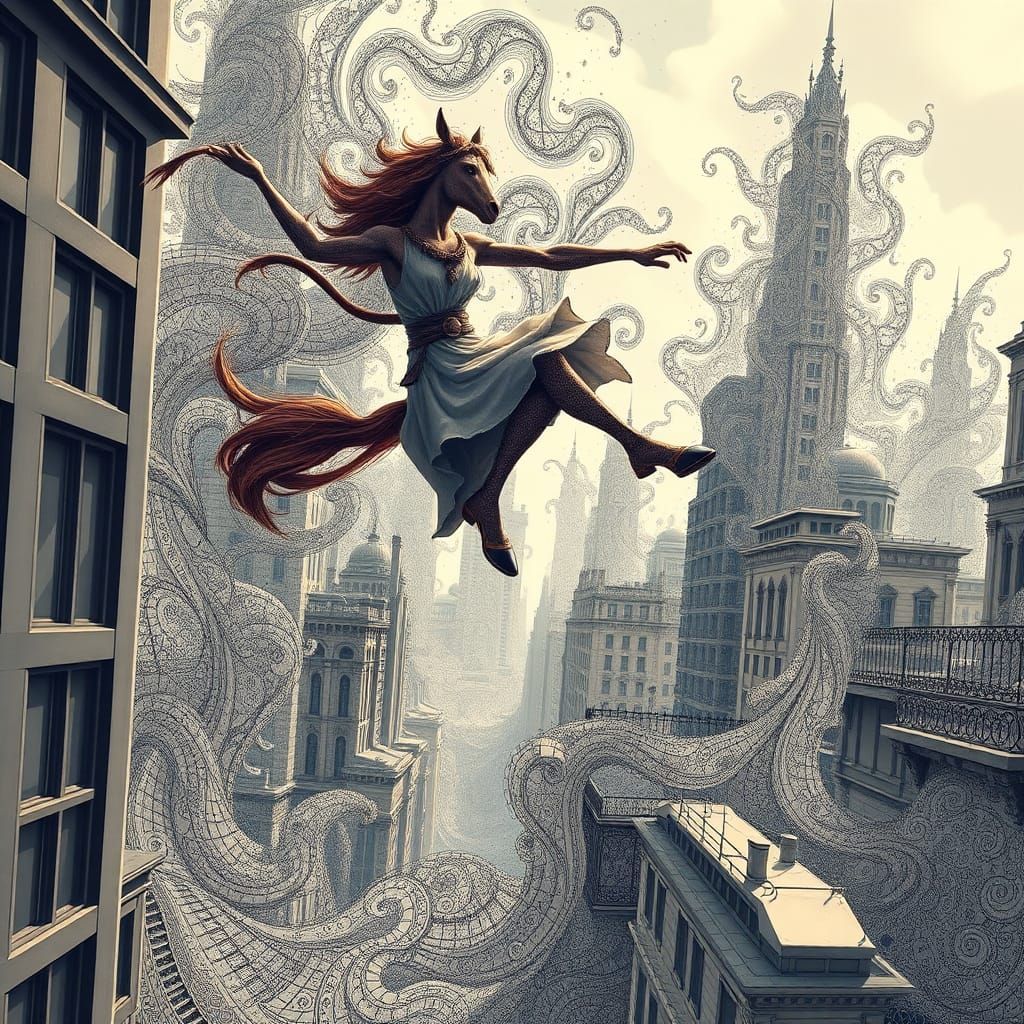Reverse-Centaur Parkour in Futuristic Cityscape