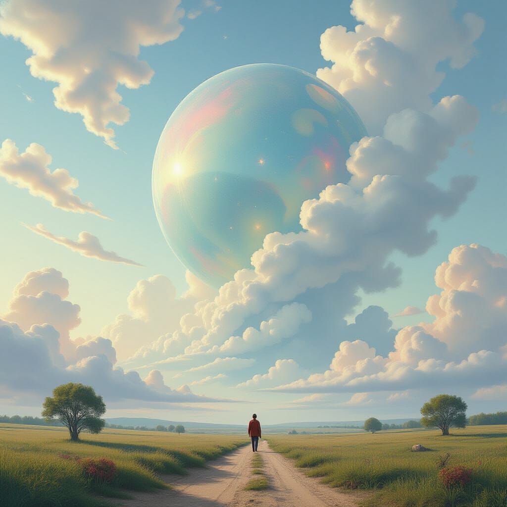 Ethereal World with Abstract Forms in Surrealist Style