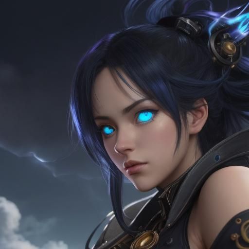 Steampunk Anime Goddess Radiates Ethereal Light