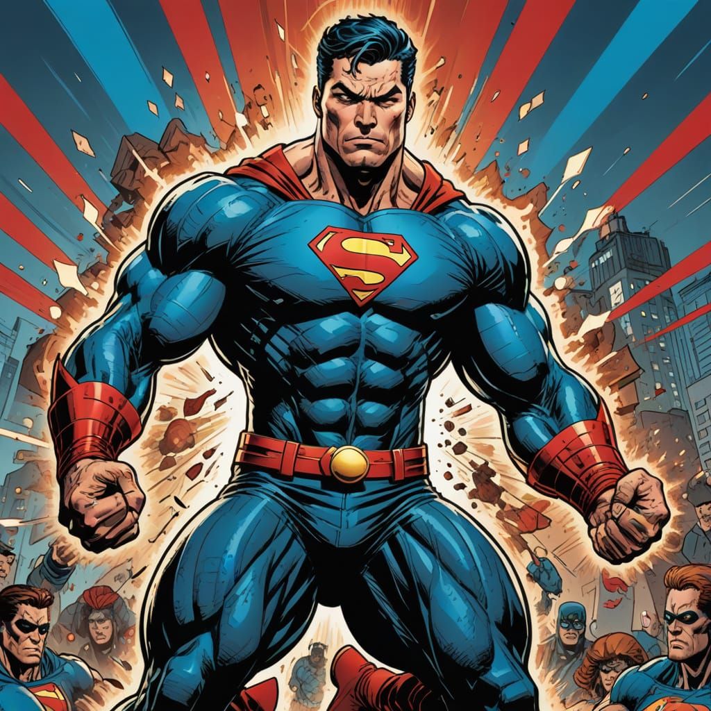 Epic Comic Book Hero in Dynamic Pose