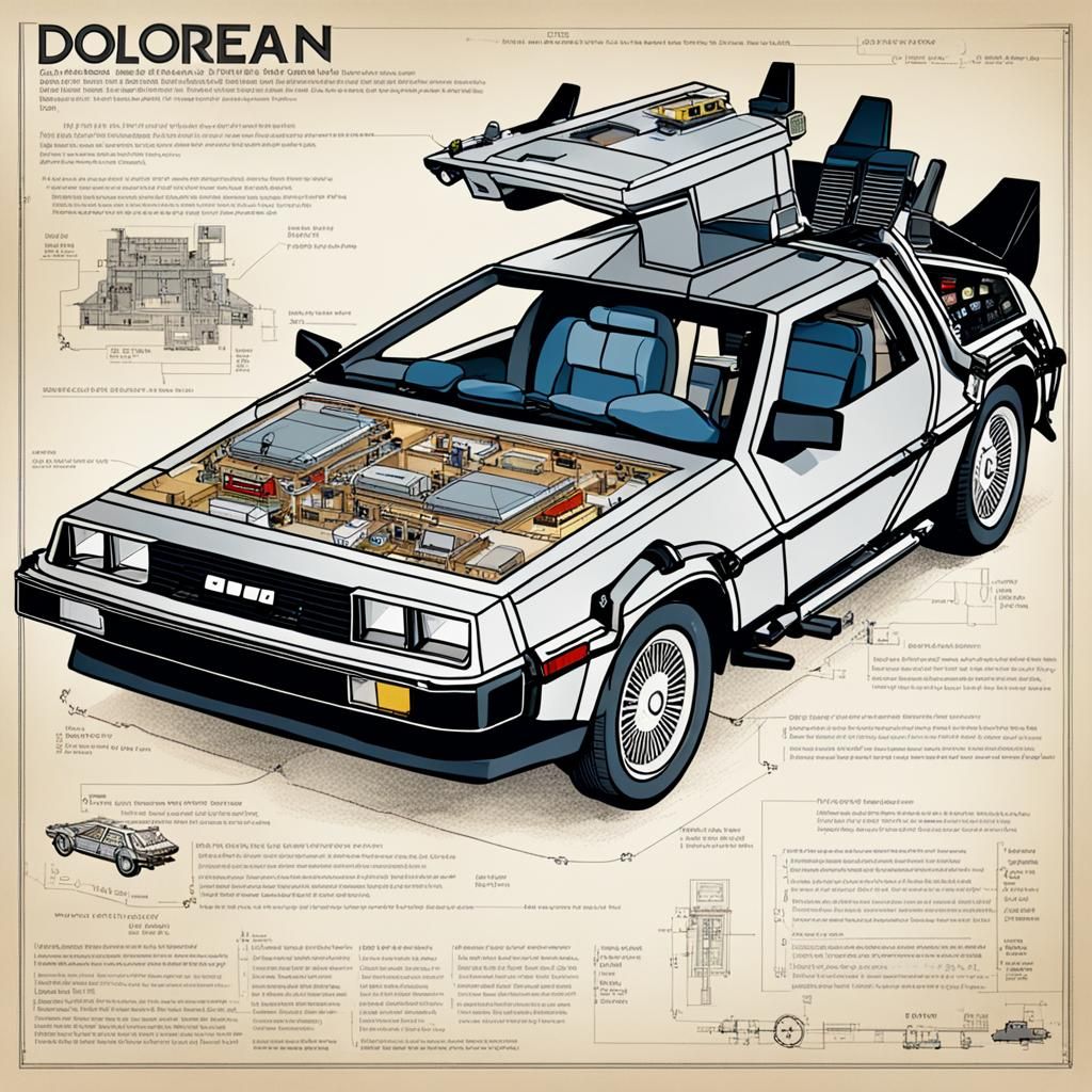 DeLorean Time Machine Detailed Schematic Plan