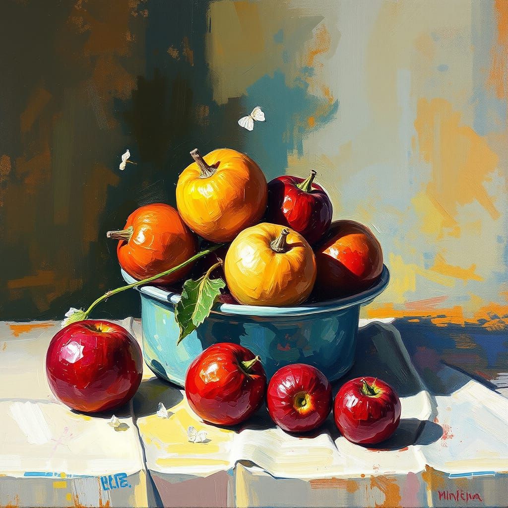 Vibrant Abstract Still Life Oil Painting