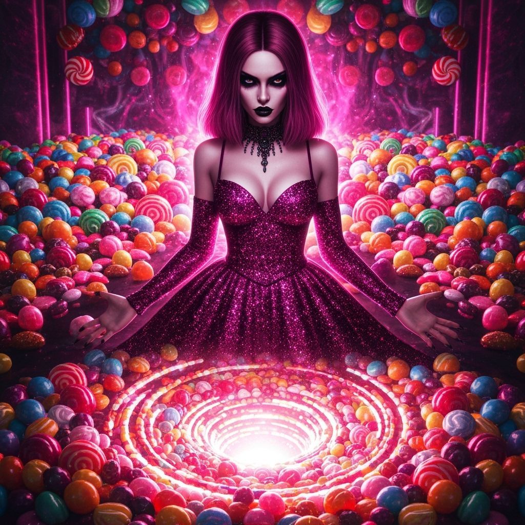 Realistic Pink Goth Cake with Synthwave Aesthetic