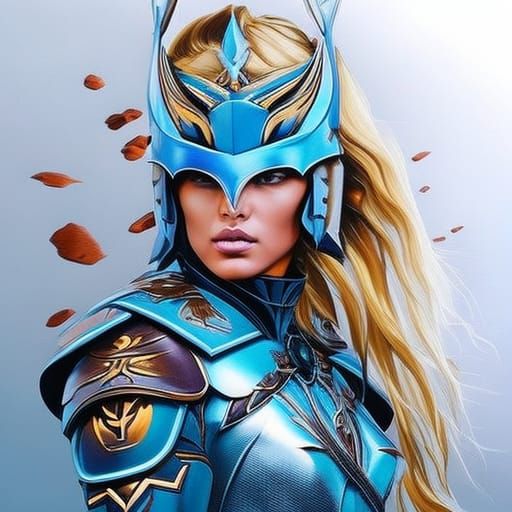 Valkyrie in Graffiti Art with Helmet of Light