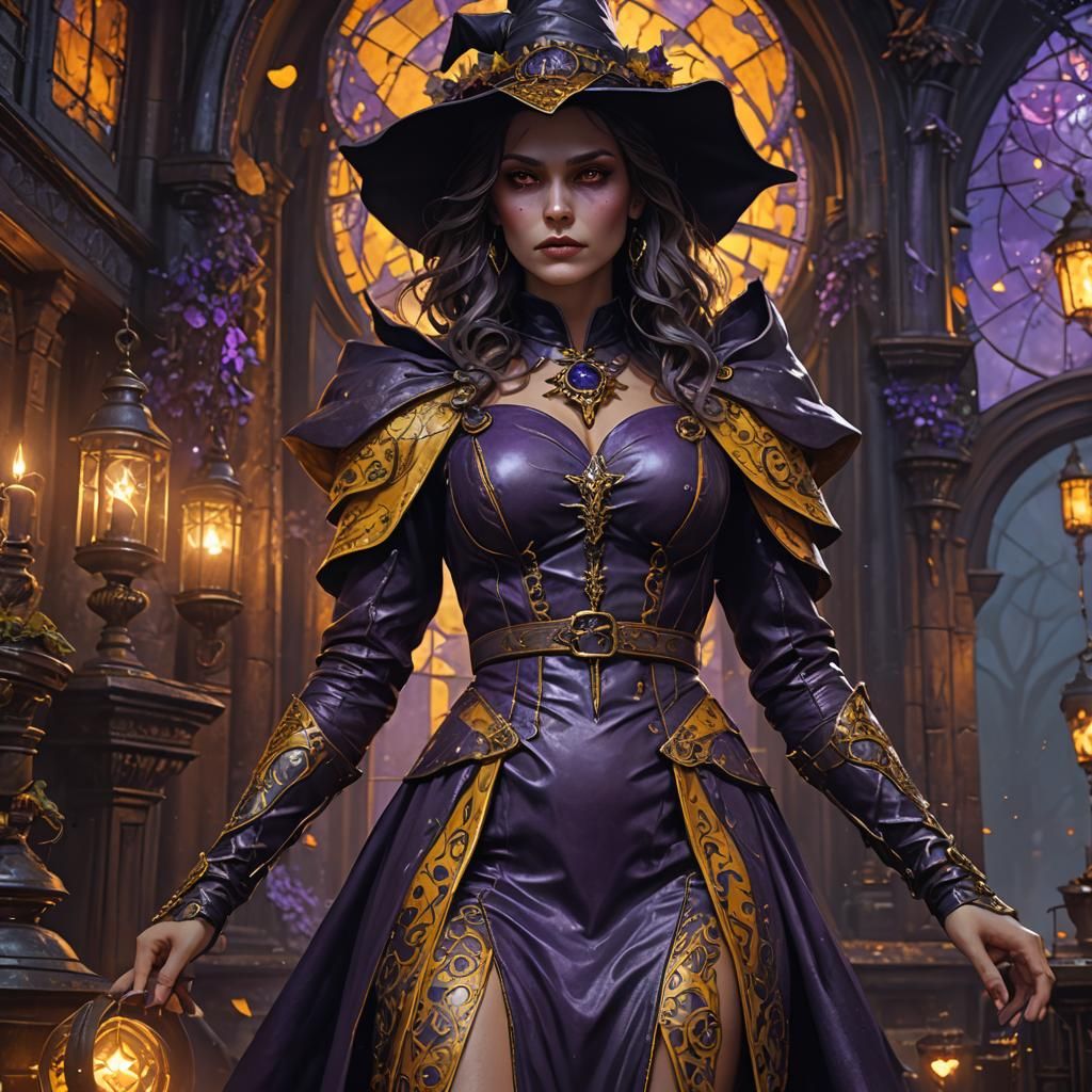 Witch in Leather Dress: Dark Fantasy Art