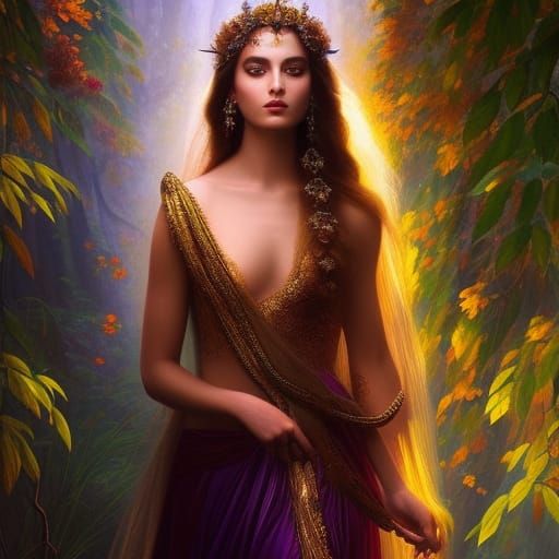 Mythical Goddess Portrait in Romantic Realism Style