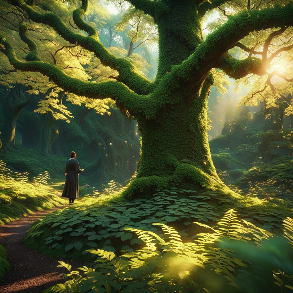 Experiencing Best Life in Lush Forest: Cinematic Painting