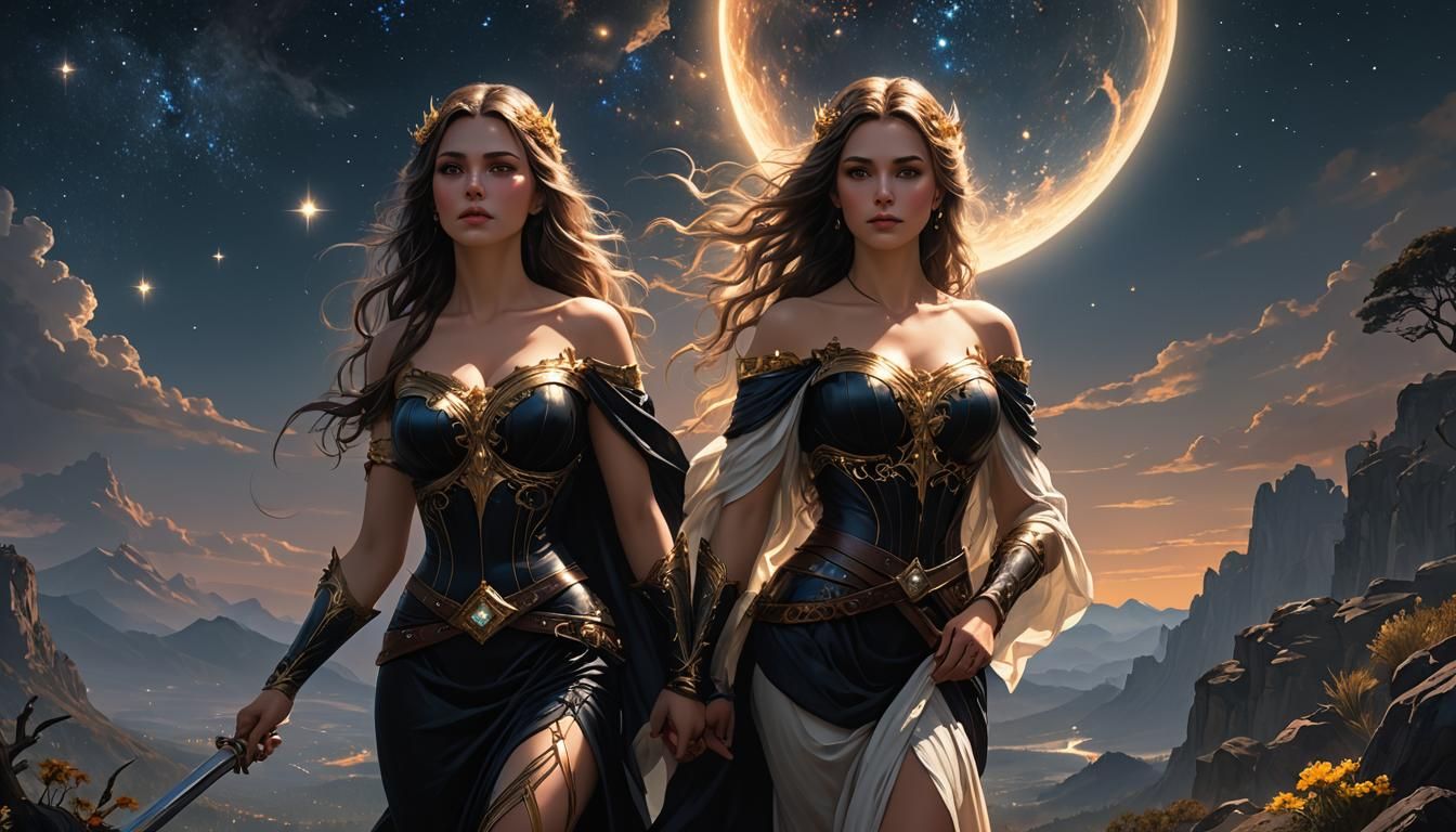 Dark Fantasy Woman in Purple and Yellow