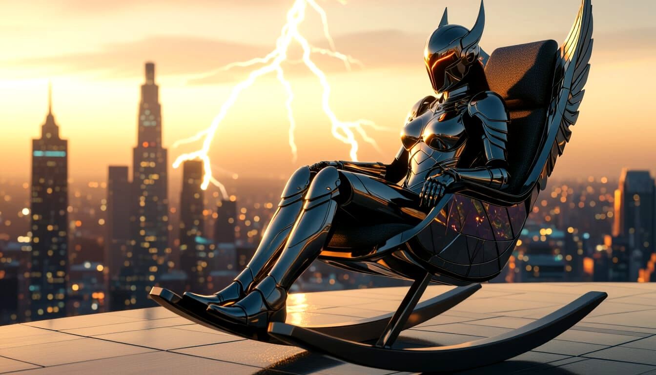 Futuristic Valkyrie on Opal Rocking Chair