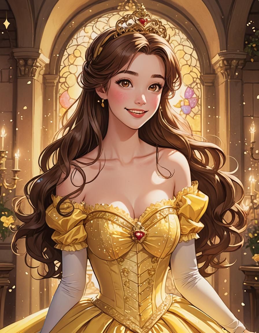 Anime-Style Disney Belle Portrait in Manga Style