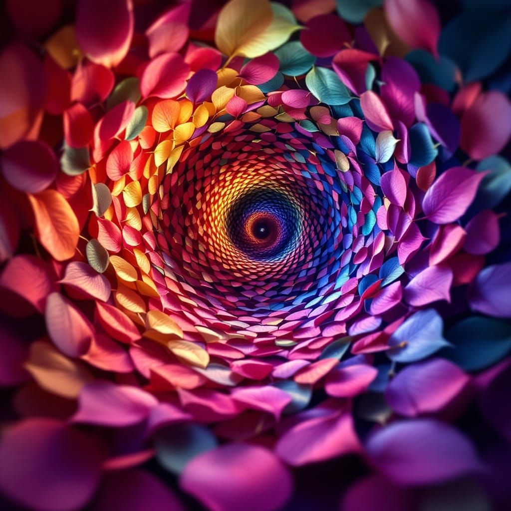 Warping Floral Tunnel in Vibrant High-Contrast Hues