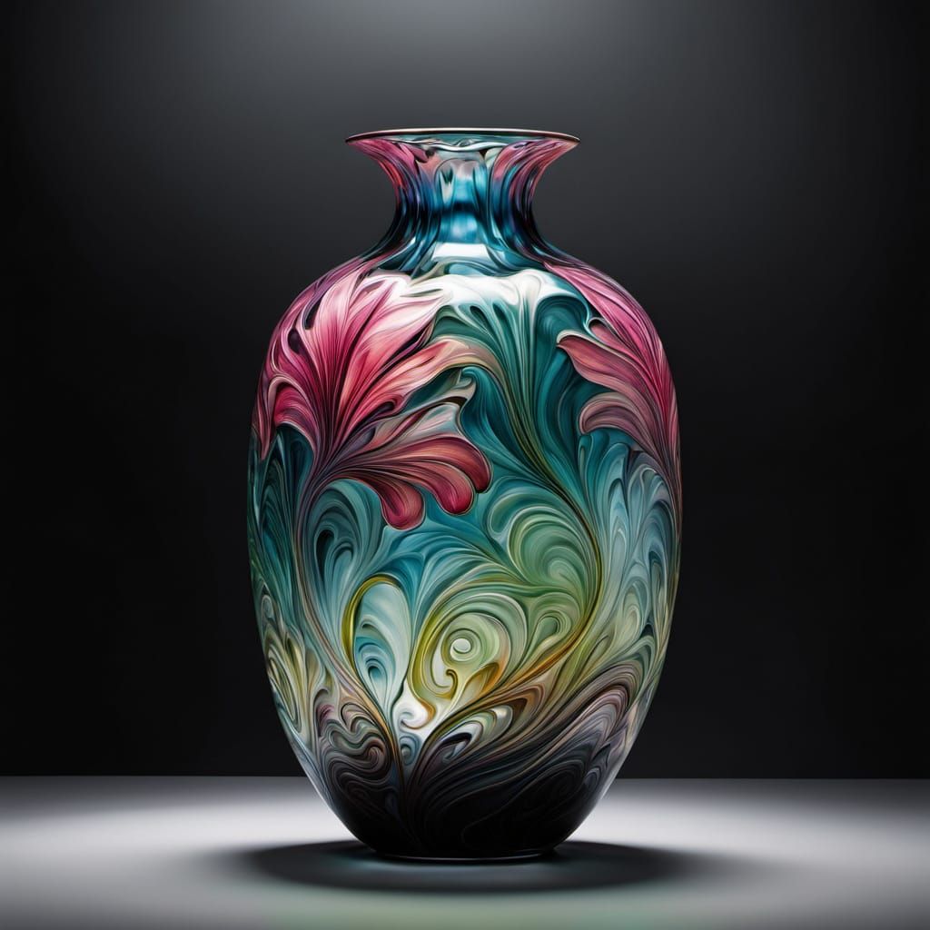 Elegant and artistic blown glass vase V23..