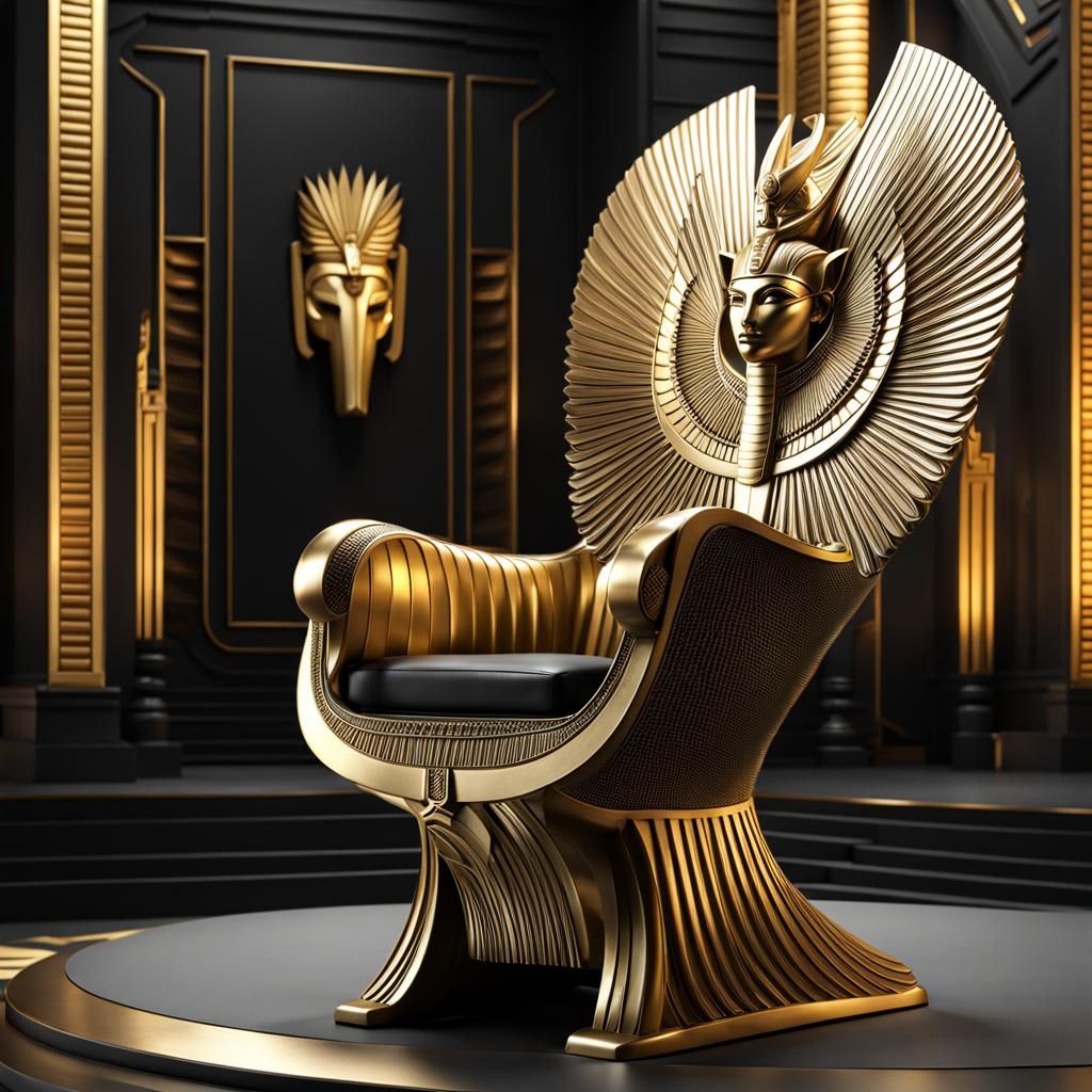Futuristic Egyptian Throne Room: Osiris's Black and Gold Cha...