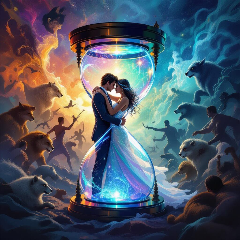 Holographic Embrace in a Cosmic Hourglass