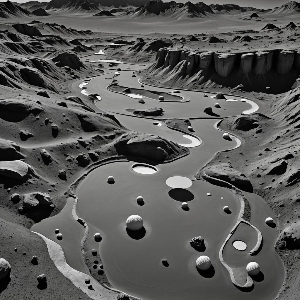 Martian Miniature Golf Course in Ansel Adams Style