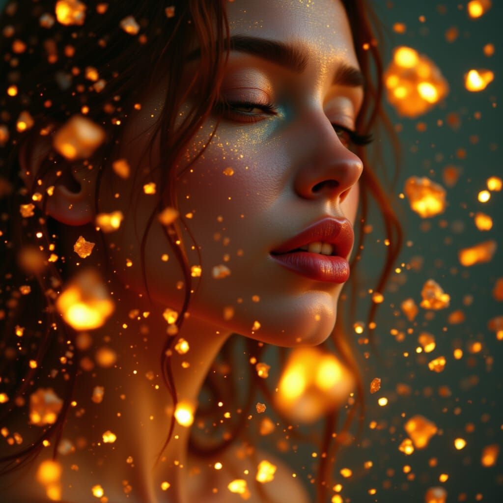 Portrait of a Beautiful Woman with Floating Embers