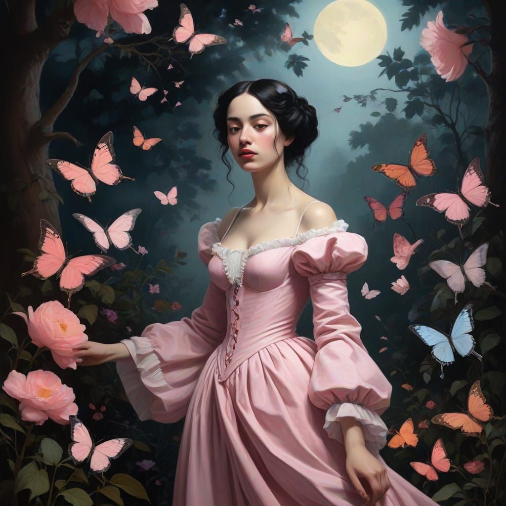 Ethereal Gothic Dreamscape under Full Moonlight