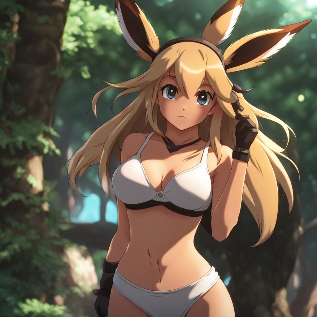Humanoid Eevee Female Character in Anime Style
