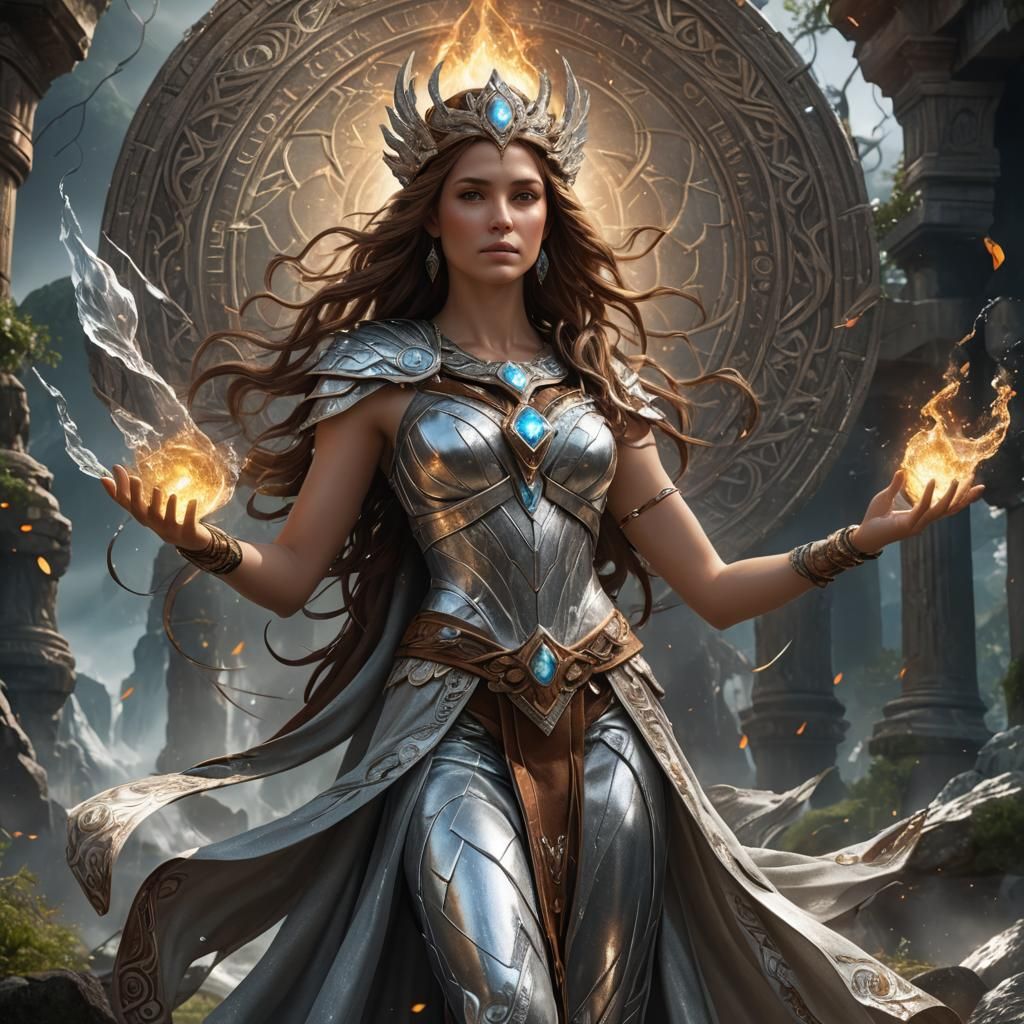 Goddess Rebecca of the Elements in Silver
