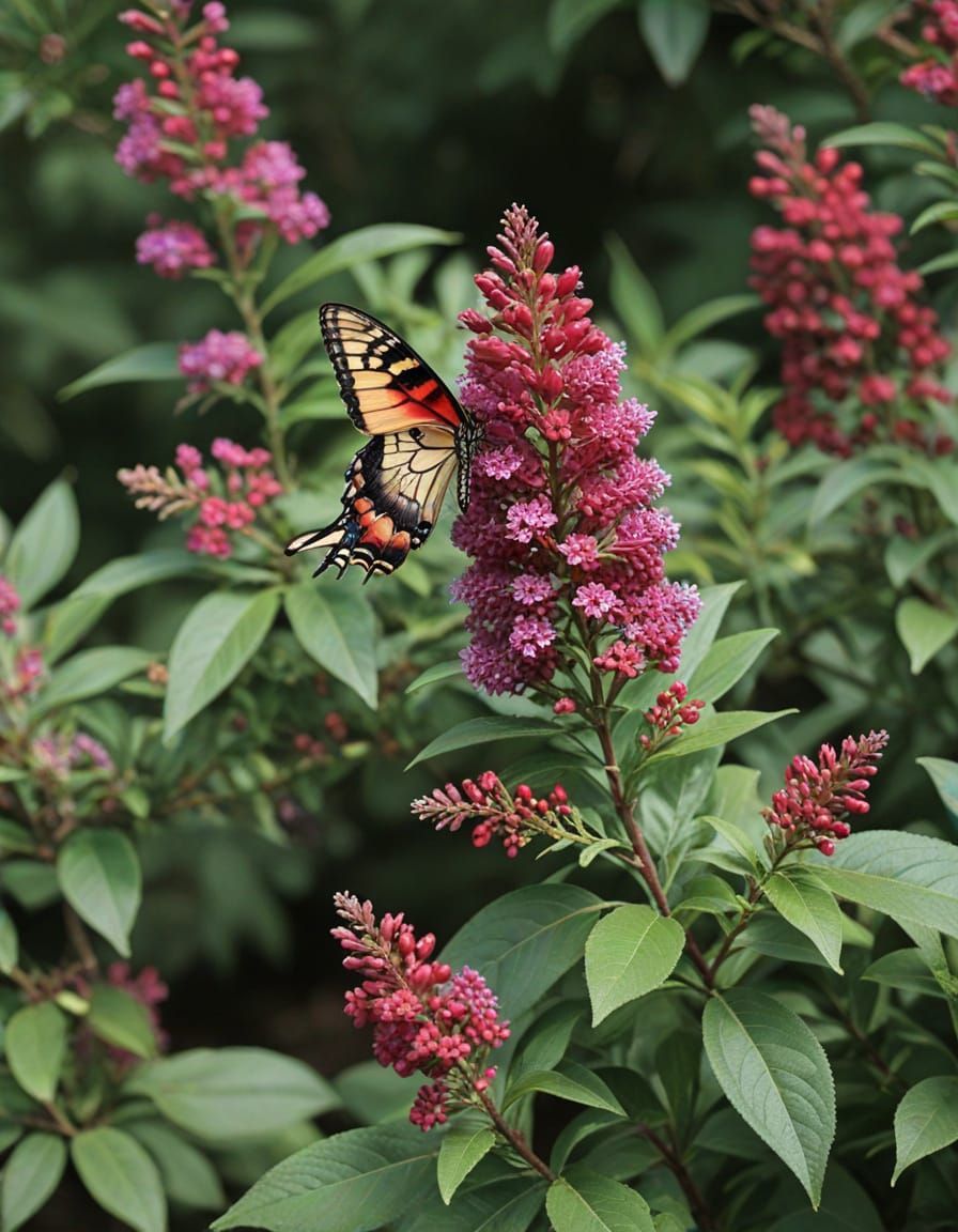 Vibrant Cranberry Butterfly Bush in Bloom