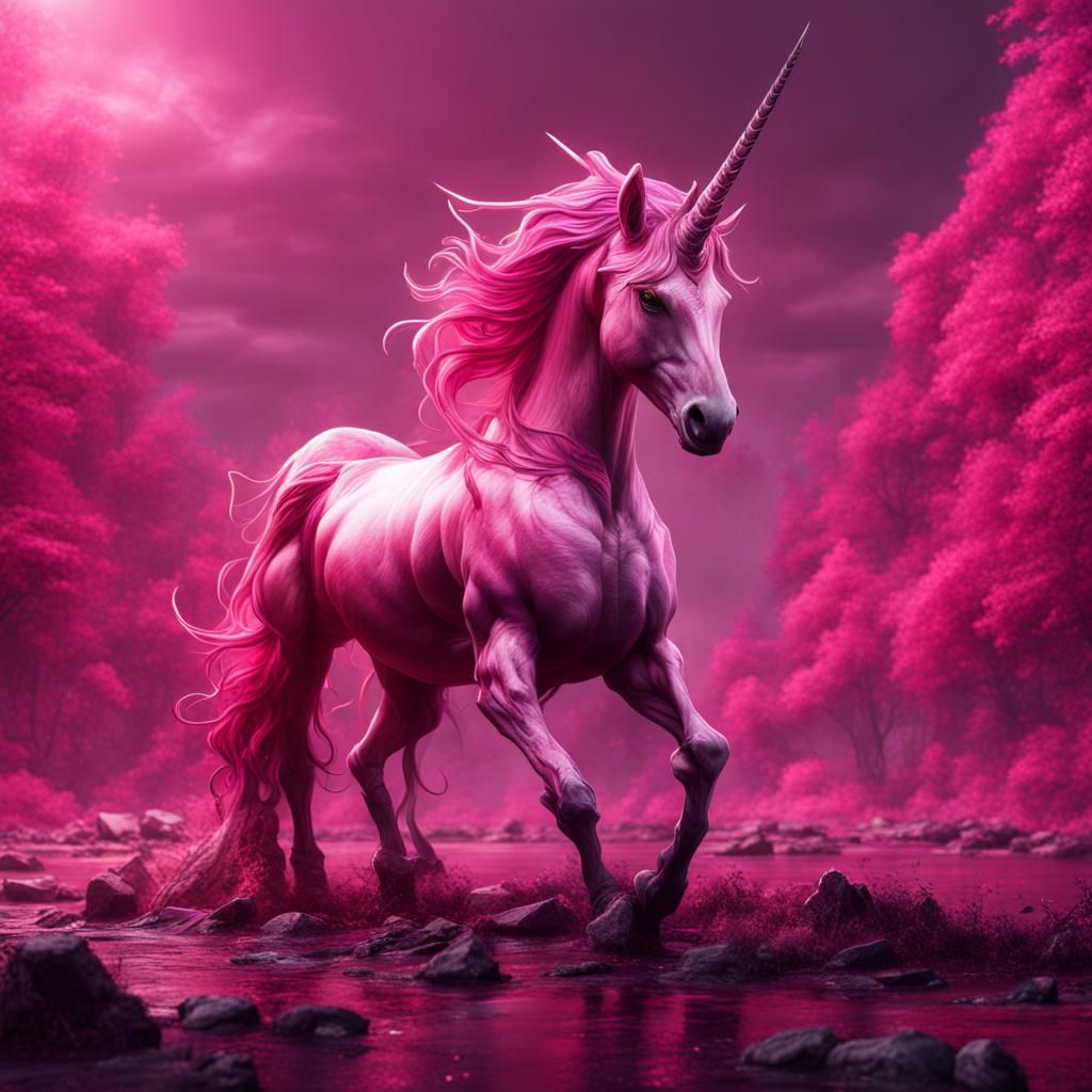 Evil Pink Unicorn in Detailed Matte Painting