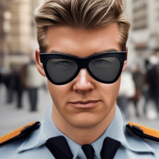 Blonde Police Officer Portrait in Hyperdetailed Digital Art