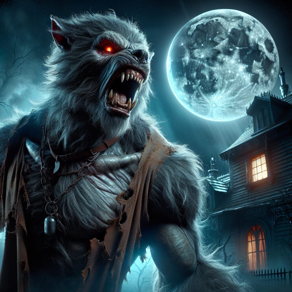 Majestic Werewolf Howling at the Moon in 8K