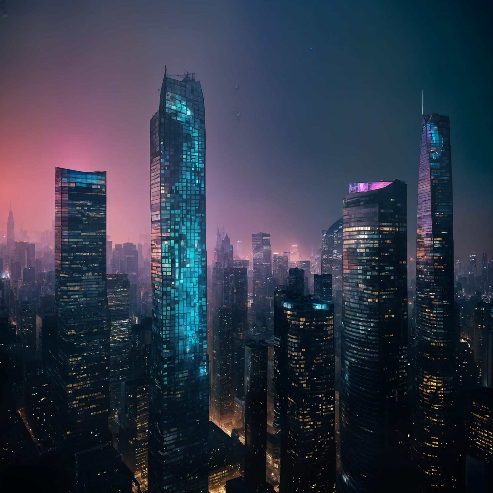 Liquid Metal Skyscraper in Dystopian Metropolis