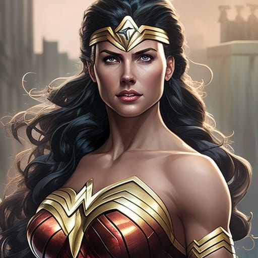 Wonder Woman Portrait in Comic Book Style