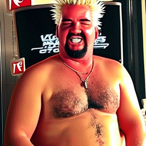 Shirtless Man in KFC Bucket: Hyperdetailed Portrait