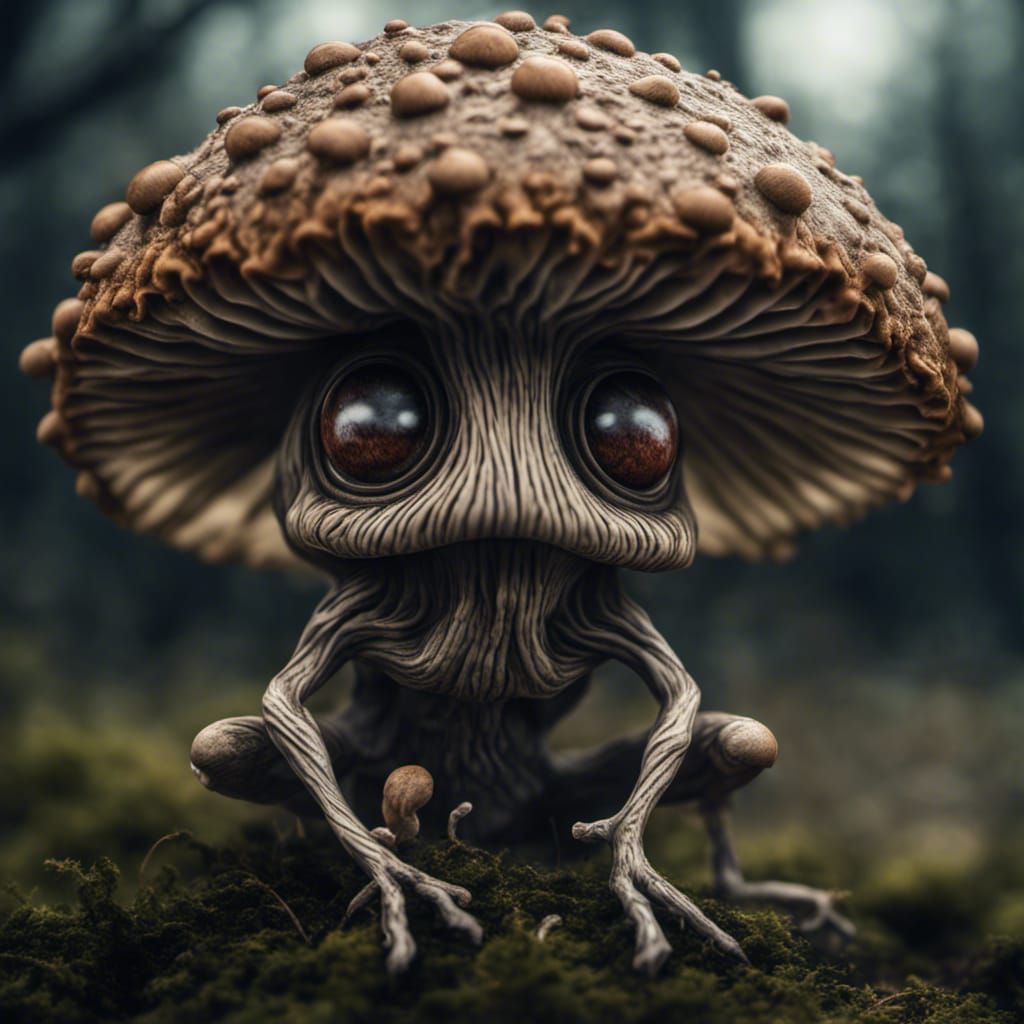 Hyperrealistic Mushroom Creature in High Definition