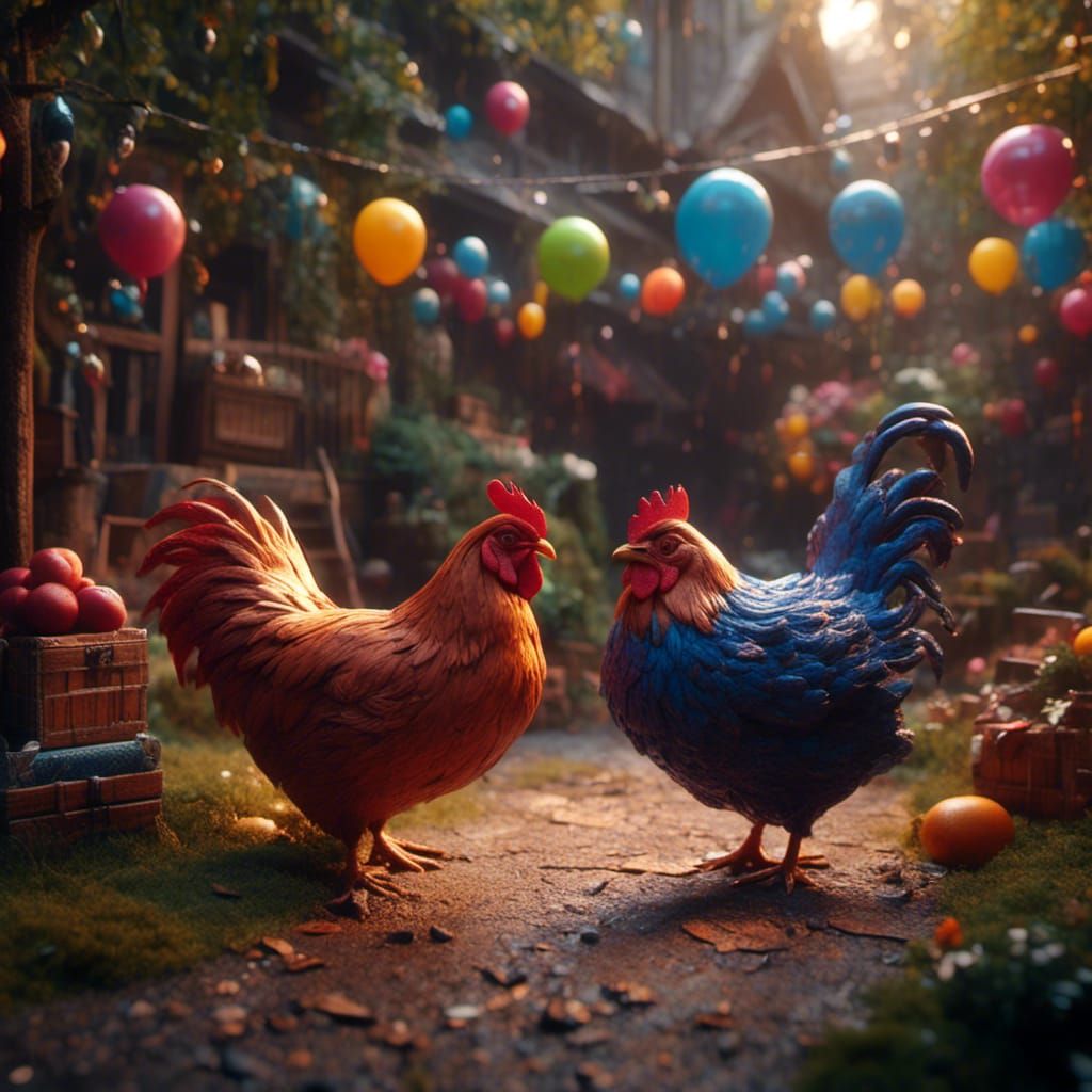 Happy Hen Toys in Detailed Matte Painting Style