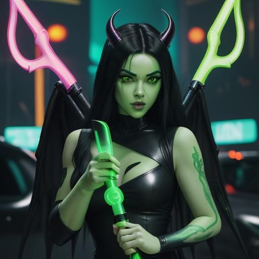 Shego Dragon Hybrid in Cyberpunk 2099 Style