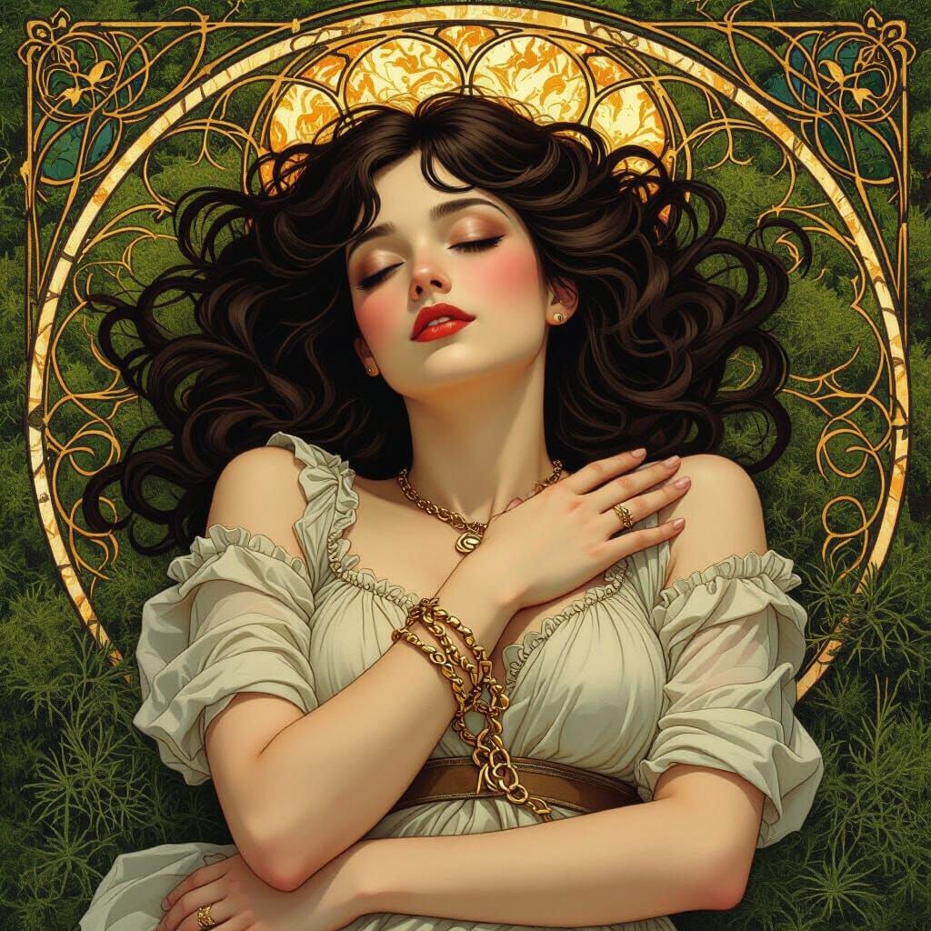 Woman in Moss, Art Nouveau Style