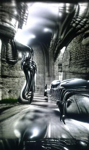 Hyperrealistic Film Noir Scene of Figure Running