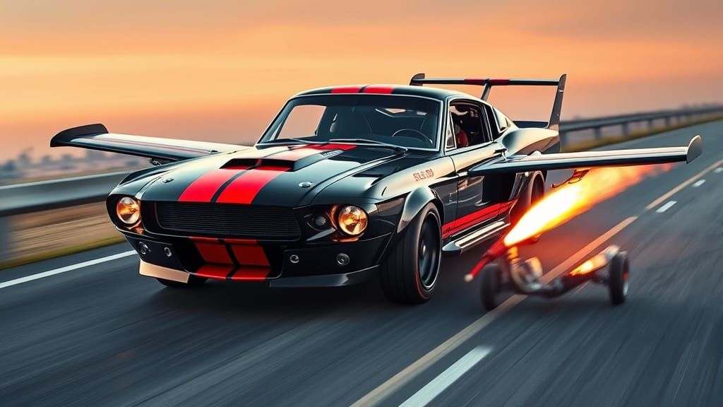 Futuristic Shelby GT500 Car-Plane Hybrid Ascending