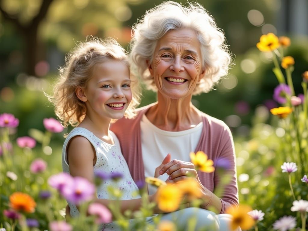 A Heartwarming Portrait of a Grandmother and Granddaughter