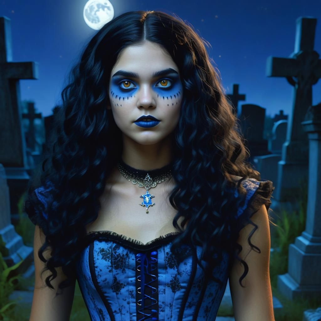 Swamp Witch in Cemetery: Detailed Matte Painting