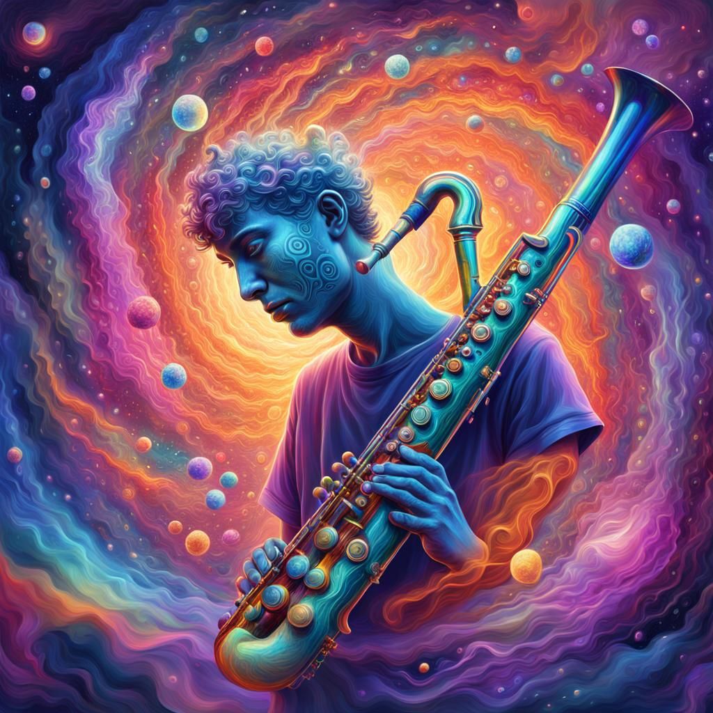 Surreal Cosmic Bassoon Player in Astral Vortex