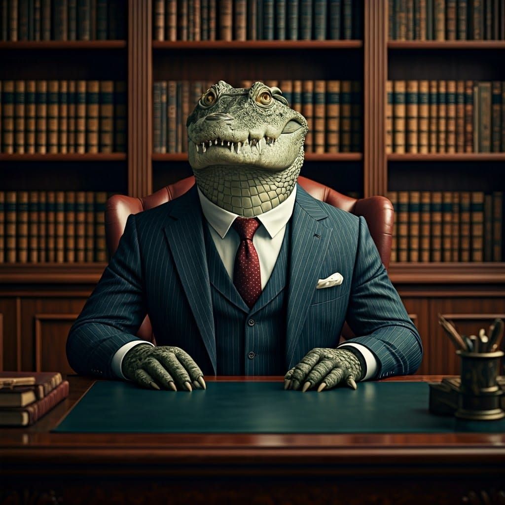 Crocodile Boss in Vintage Analog Photo Style