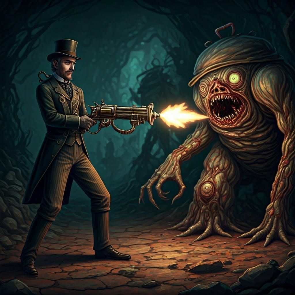 Victorian Garfield vs. Garbage Monster