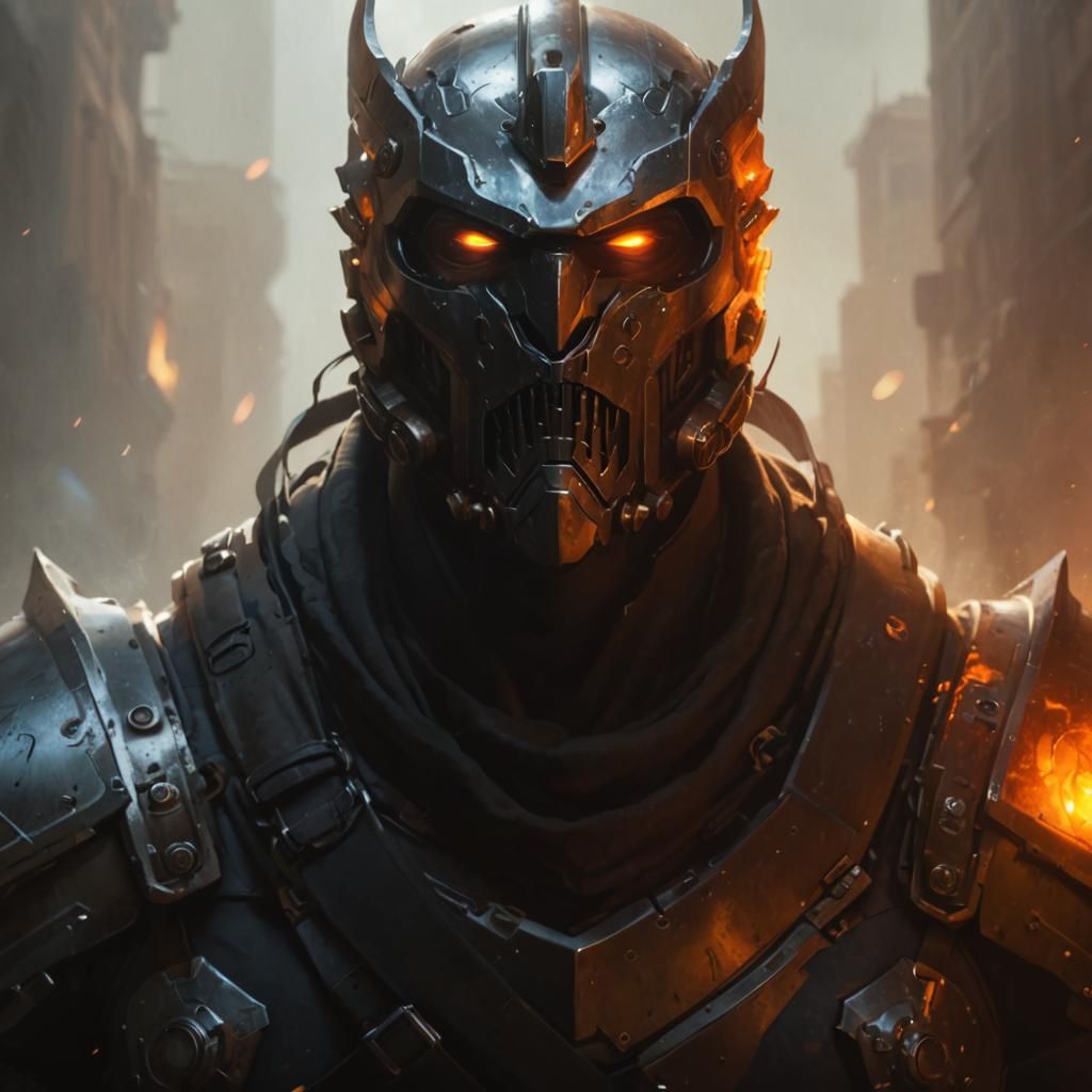 Sci-Fi Mercenary Juggernaut Portrait in Steel Armor