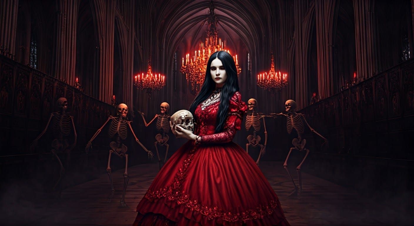 Majestic Gothic Vampire Dances with Skeletons in a Haunting ...