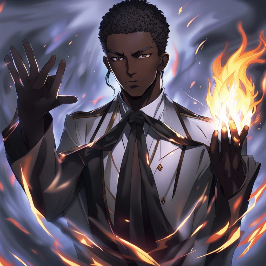 Anime Portrait of Flame Magic Teacher