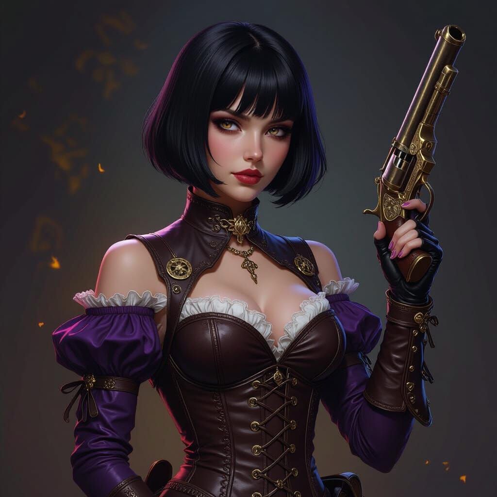 Dark Fantasy Warrior Woman With Pistol