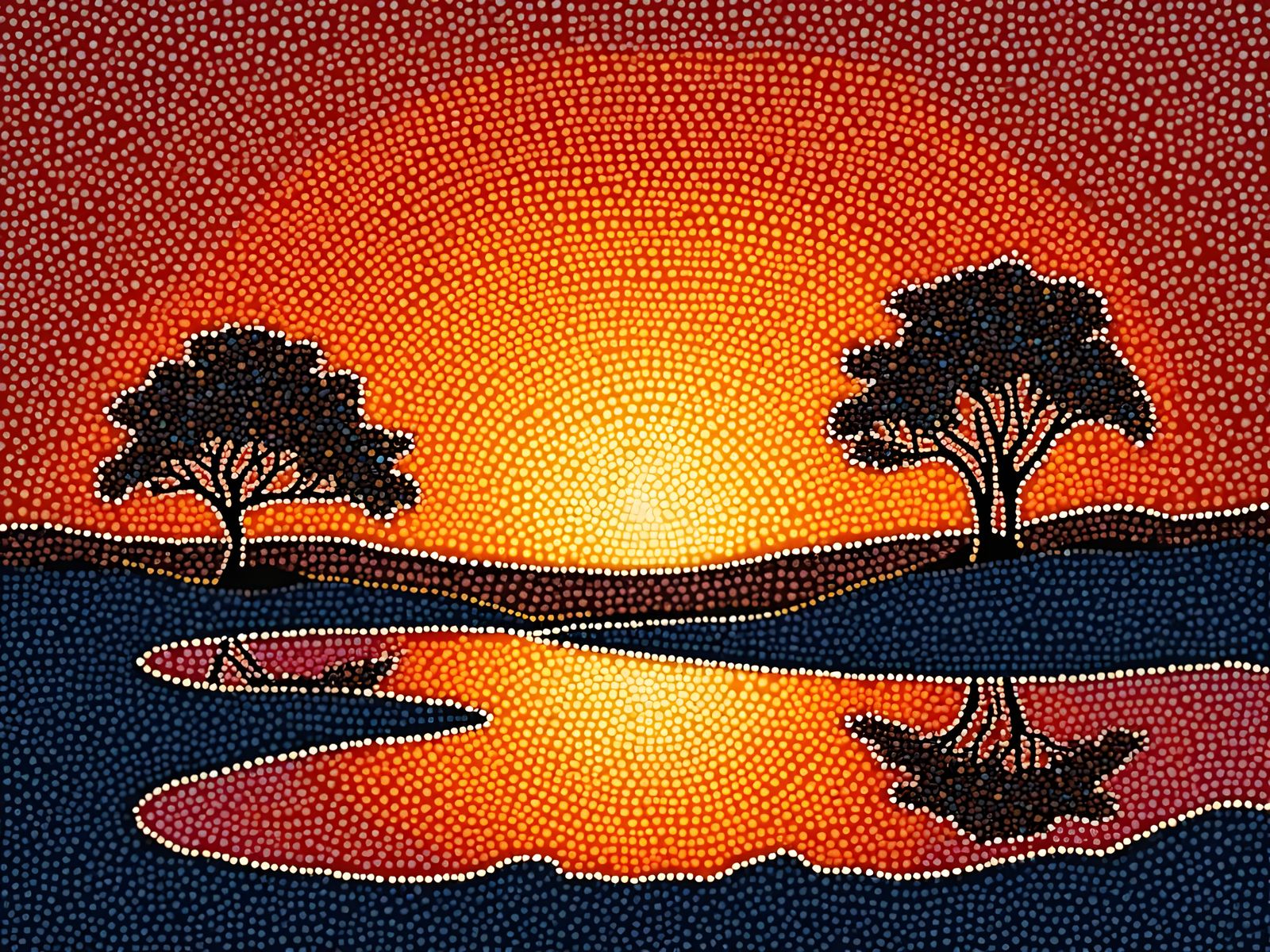 Sunrise in summer. Reflection.