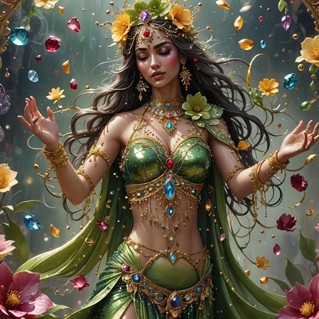 Floral Woman Hybrid in Hyperrealistic Splash Art